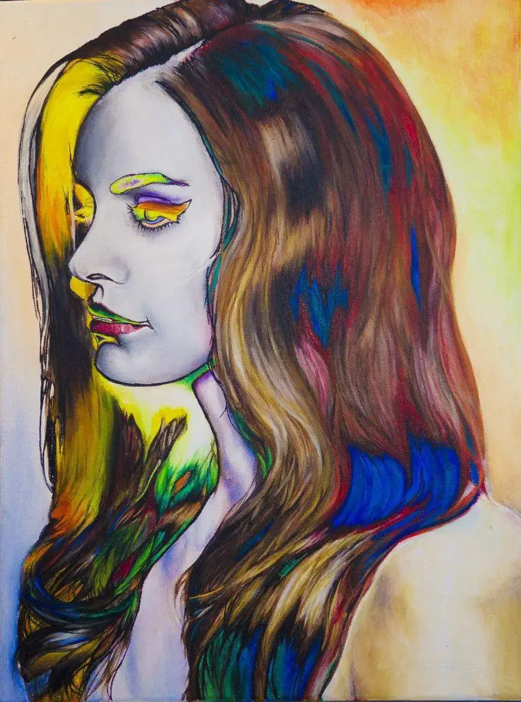 Portrait artwork in bold, luminous color by Jessa Lamoureux.
