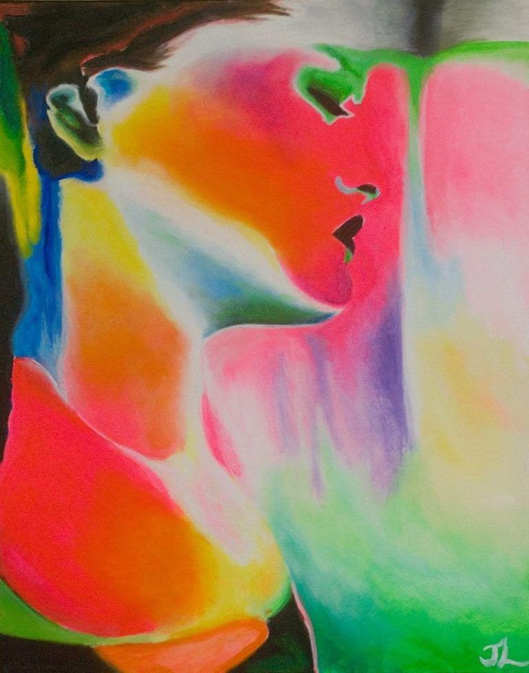 Portrait artwork in bold, luminous color by Jessa Lamoureux.
