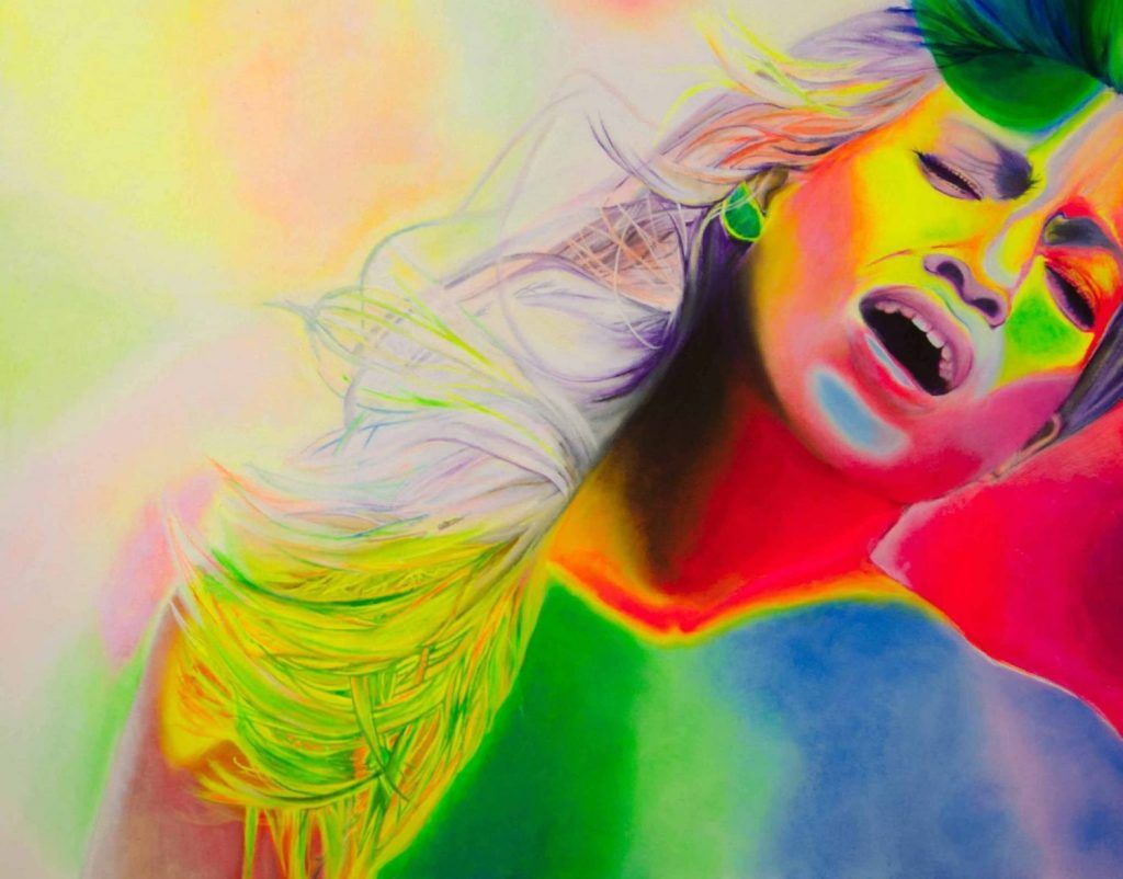 Portrait artwork in bold, luminous color by Jessa Lamoureux.