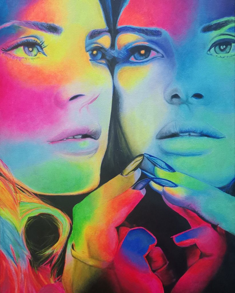 Portrait artwork in bold, luminous color by Jessa Lamoureux.