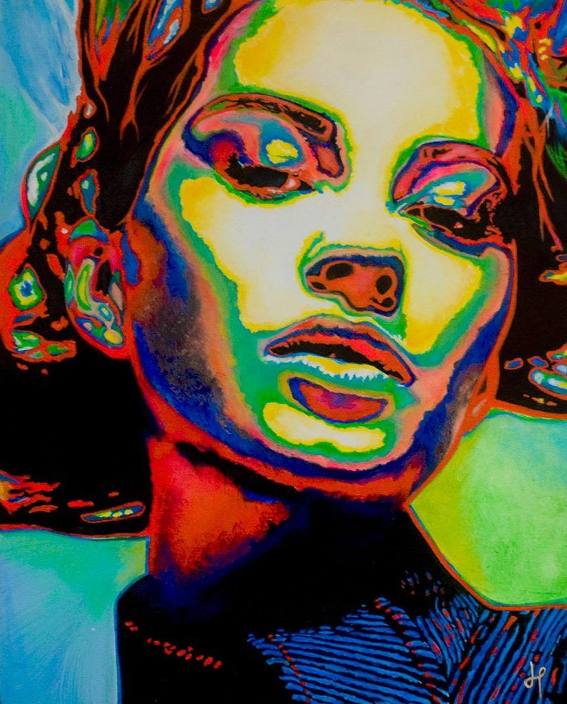 Portrait artwork in bold, luminous color by Jessa Lamoureux.
