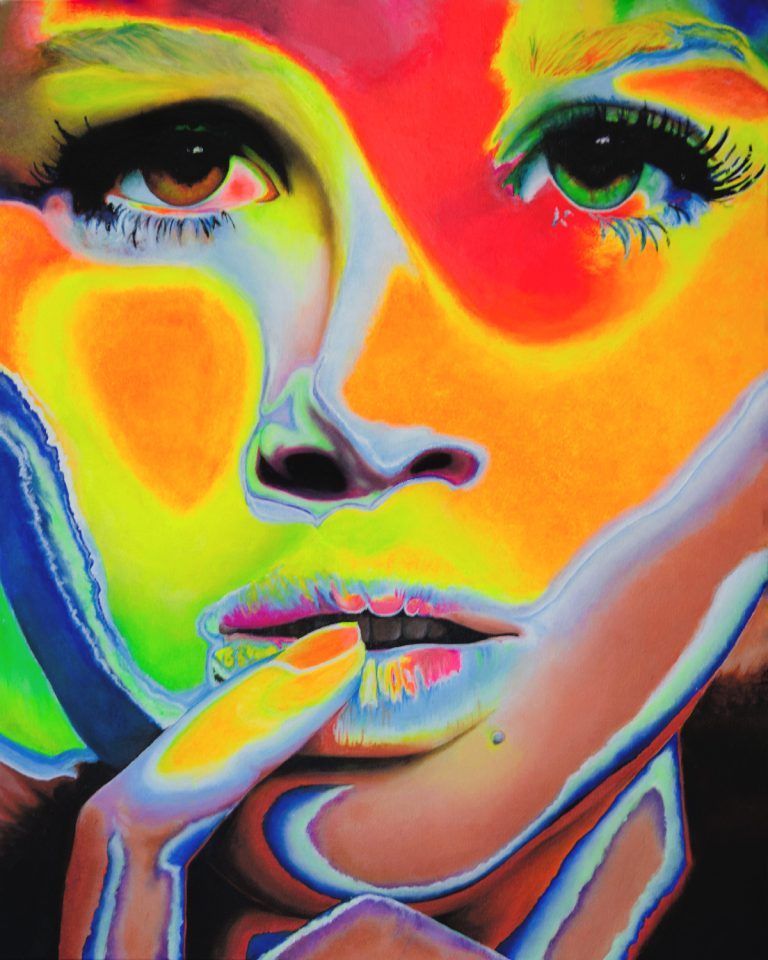 Portrait artwork in bold, luminous color by Jessa Lamoureux.